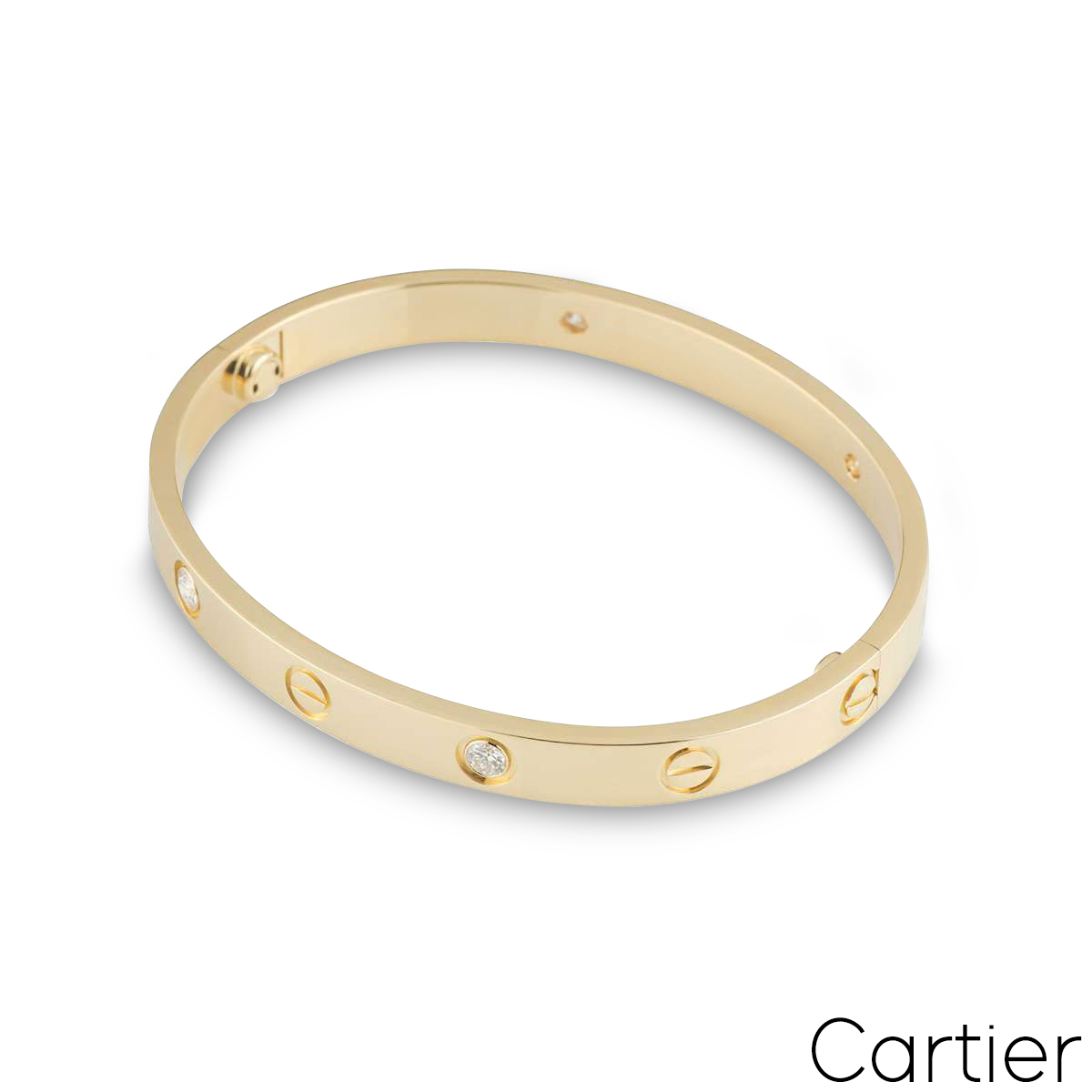 Cartier Yellow Gold Half Diamond Love Bracelet Size 16 B6035916